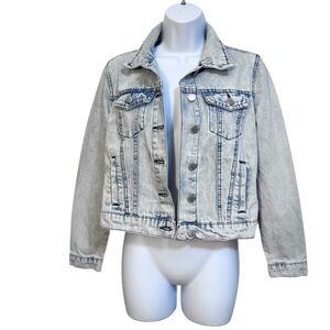 Stoosh Vintage Denim Acid Wash Cropped Jacket
